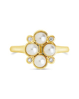 Cosetta CZ & Pearl Cluster Ring by Sterling Forever