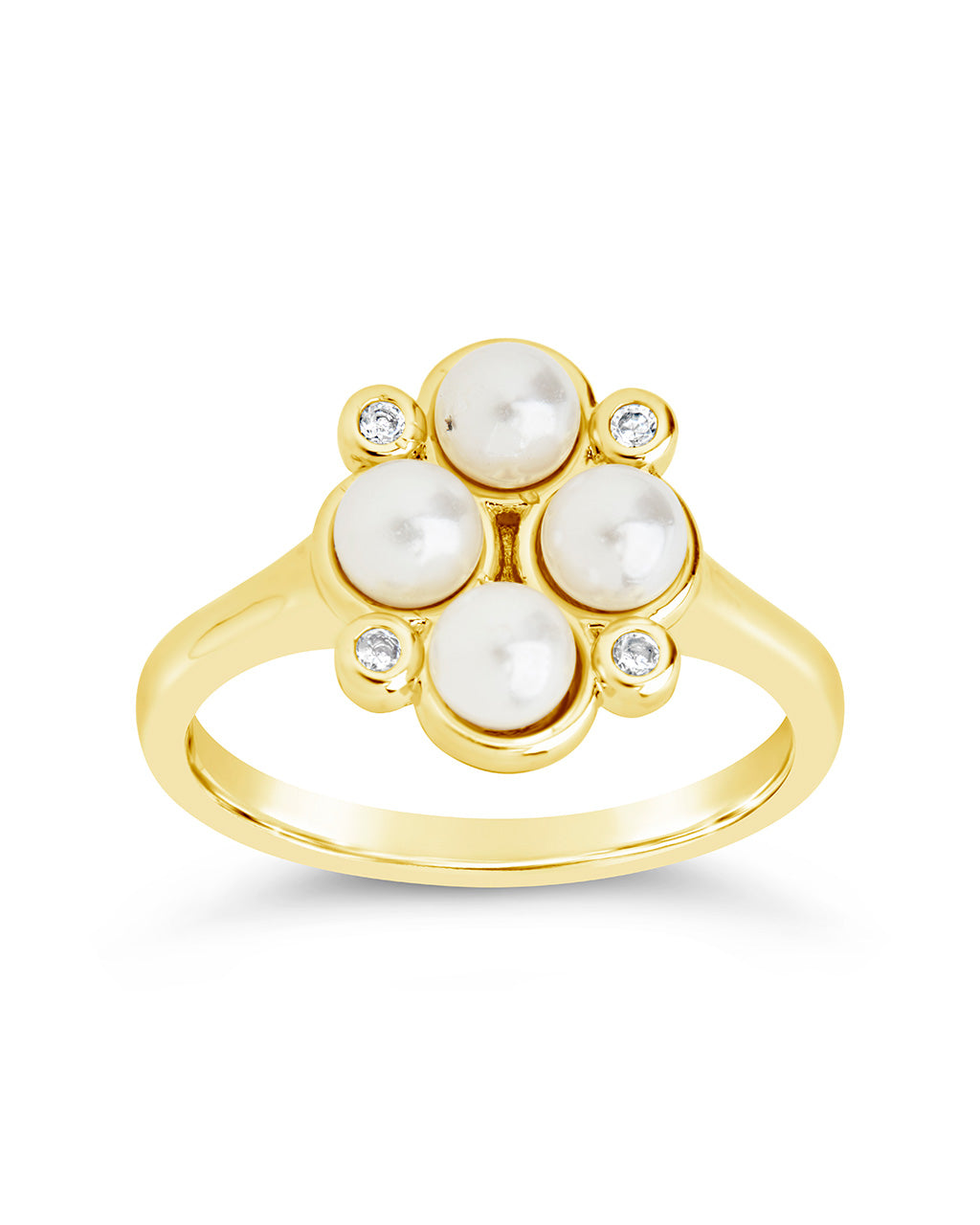 Cosetta CZ & Pearl Cluster Ring by Sterling Forever