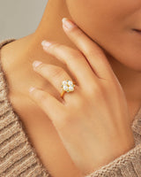 Cosetta CZ & Pearl Cluster Ring by Sterling Forever