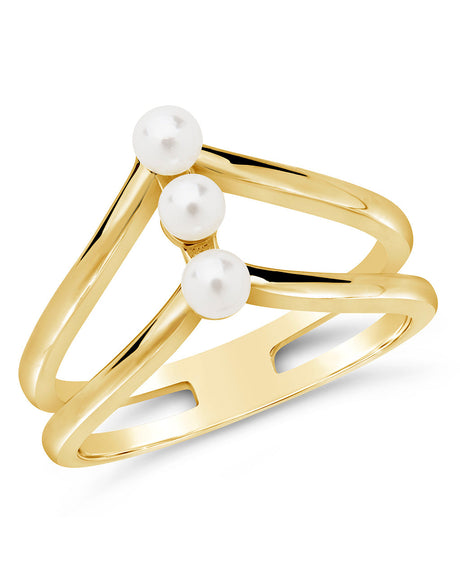 Sterling Silver Triple Pearl Stack Ring by Sterling Forever