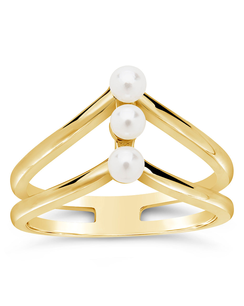 Sterling Silver Triple Pearl Stack Ring by Sterling Forever