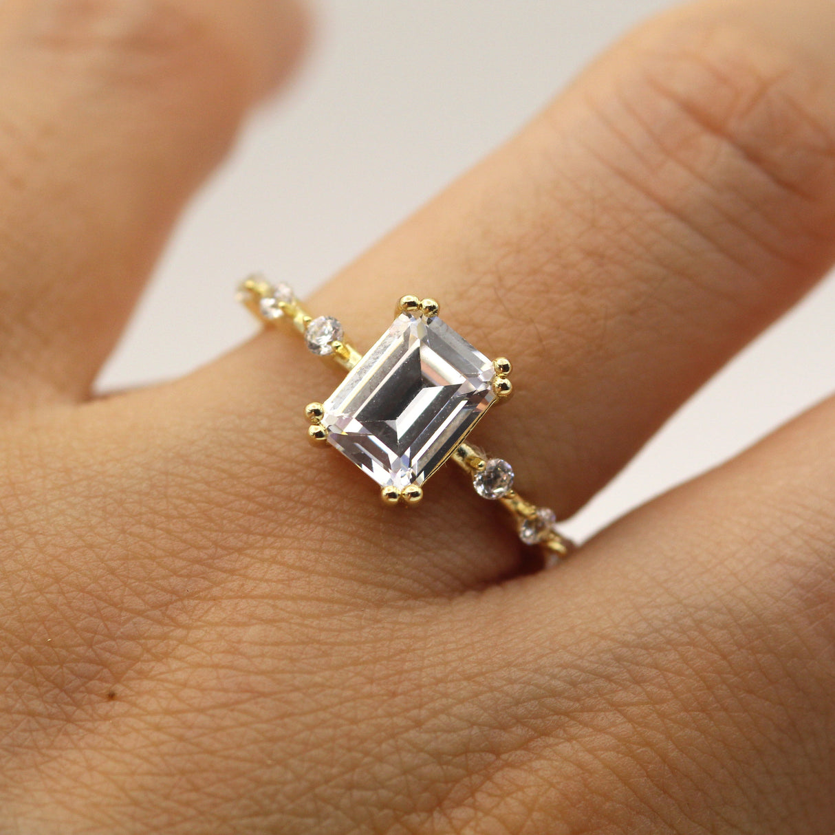 18k Unique Style Emerald Cut Diamond Gold Ring by VicStoneNYC Fine Jewelry