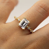 18k Unique Style Emerald Cut Diamond Gold Ring by VicStoneNYC Fine Jewelry