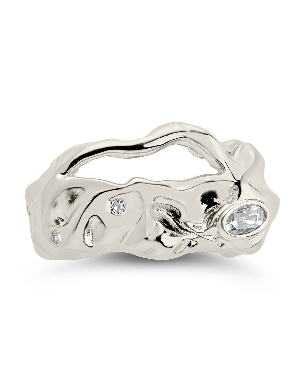 Sasha CZ & Molten Metal Band Ring by Sterling Forever