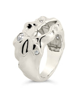 Sasha CZ & Molten Metal Band Ring by Sterling Forever