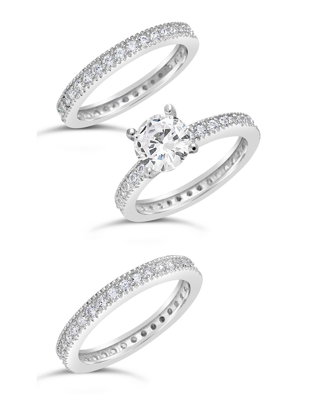 Sterling Silver Brilliant CZ with 2 Bands by Sterling Forever