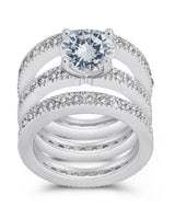 Sterling Silver Brilliant CZ with 2 Bands by Sterling Forever