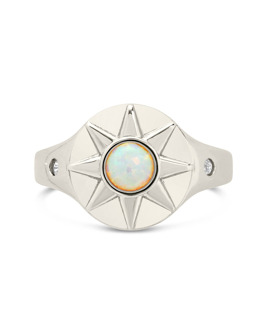 Sunni Opal & CZ Signet Ring by Sterling Forever