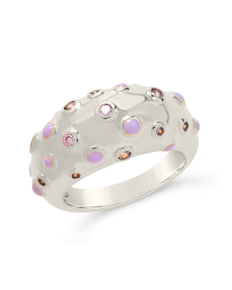 Emberly CZ & Enamel Dome Ring by Sterling Forever