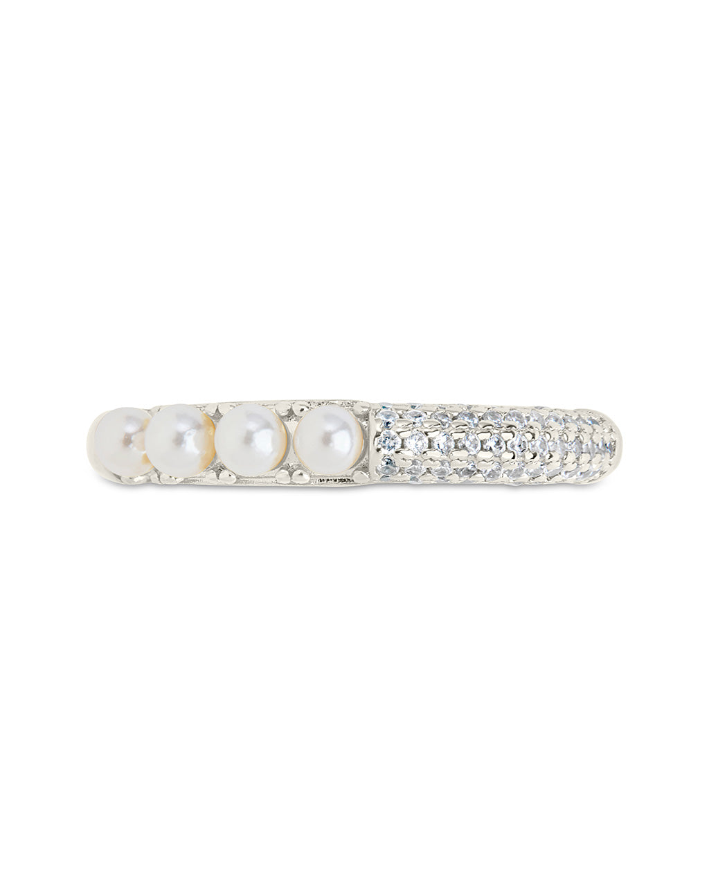 Evelyn CZ & Pearl Eternity Band Ring by Sterling Forever