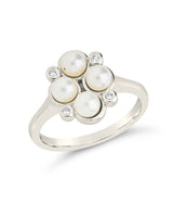 Cosetta CZ & Pearl Cluster Ring by Sterling Forever