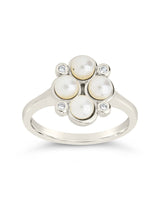 Cosetta CZ & Pearl Cluster Ring by Sterling Forever