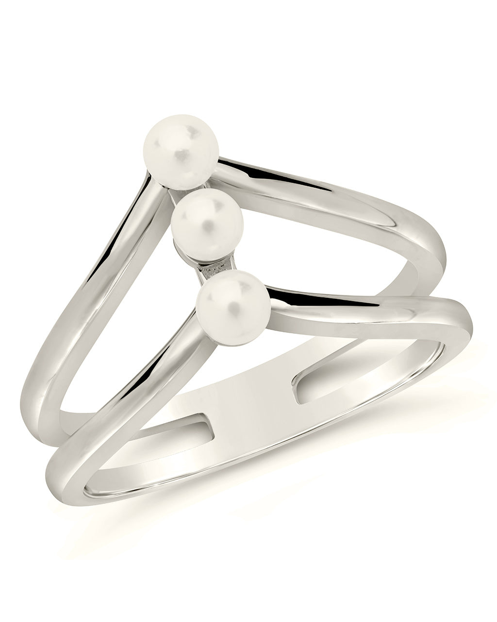 Sterling Silver Triple Pearl Stack Ring by Sterling Forever