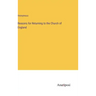 Reasons for Returning to the Church of England