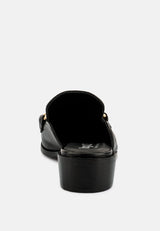 aksa chain embellished metallic leather mules by London Rag