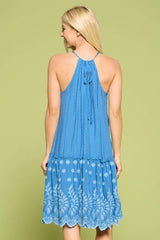 Embroidered Bottom Halter Neck Dress by Faz