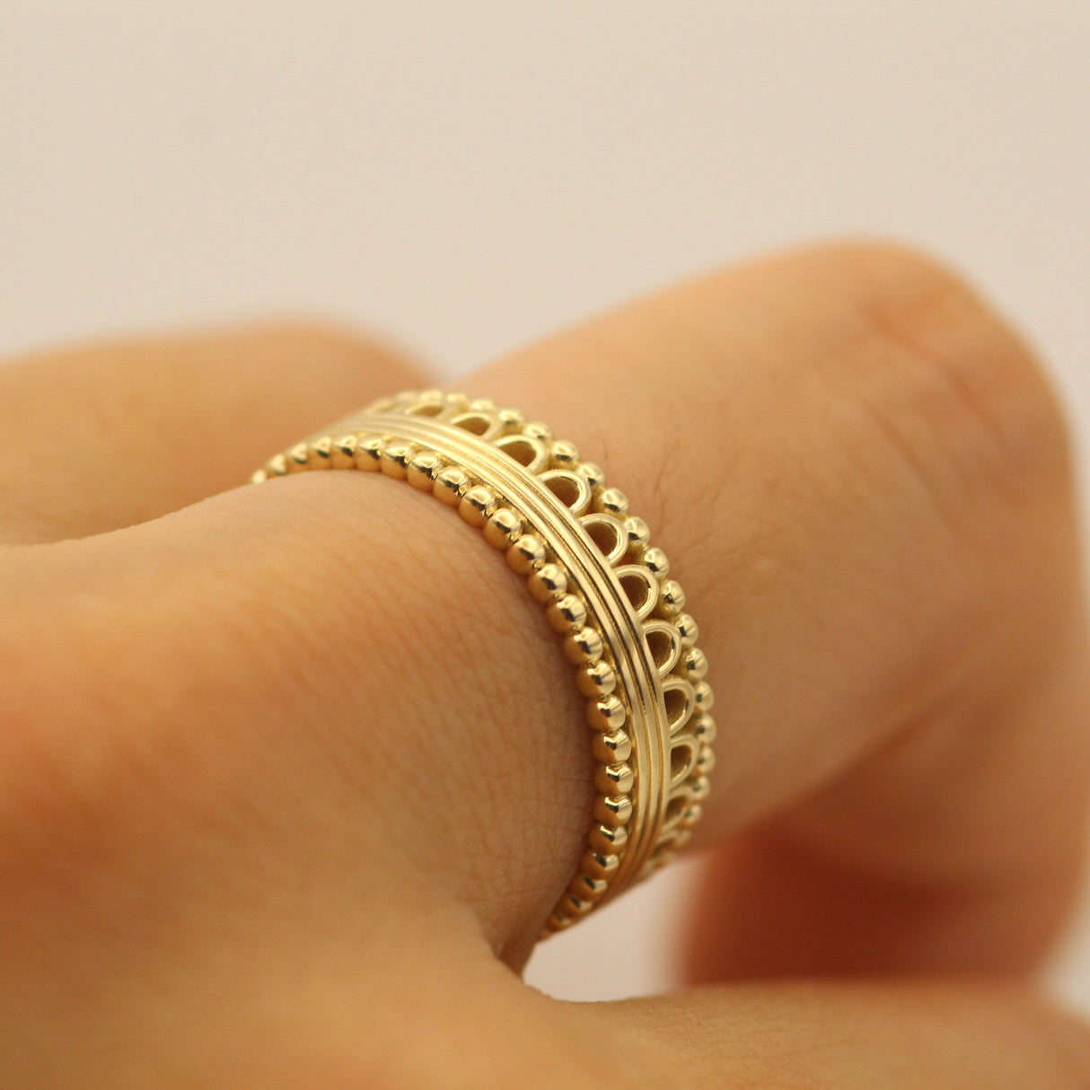 14k Antique Lace Pattern Gold Ring by VicStoneNYC Fine Jewelry