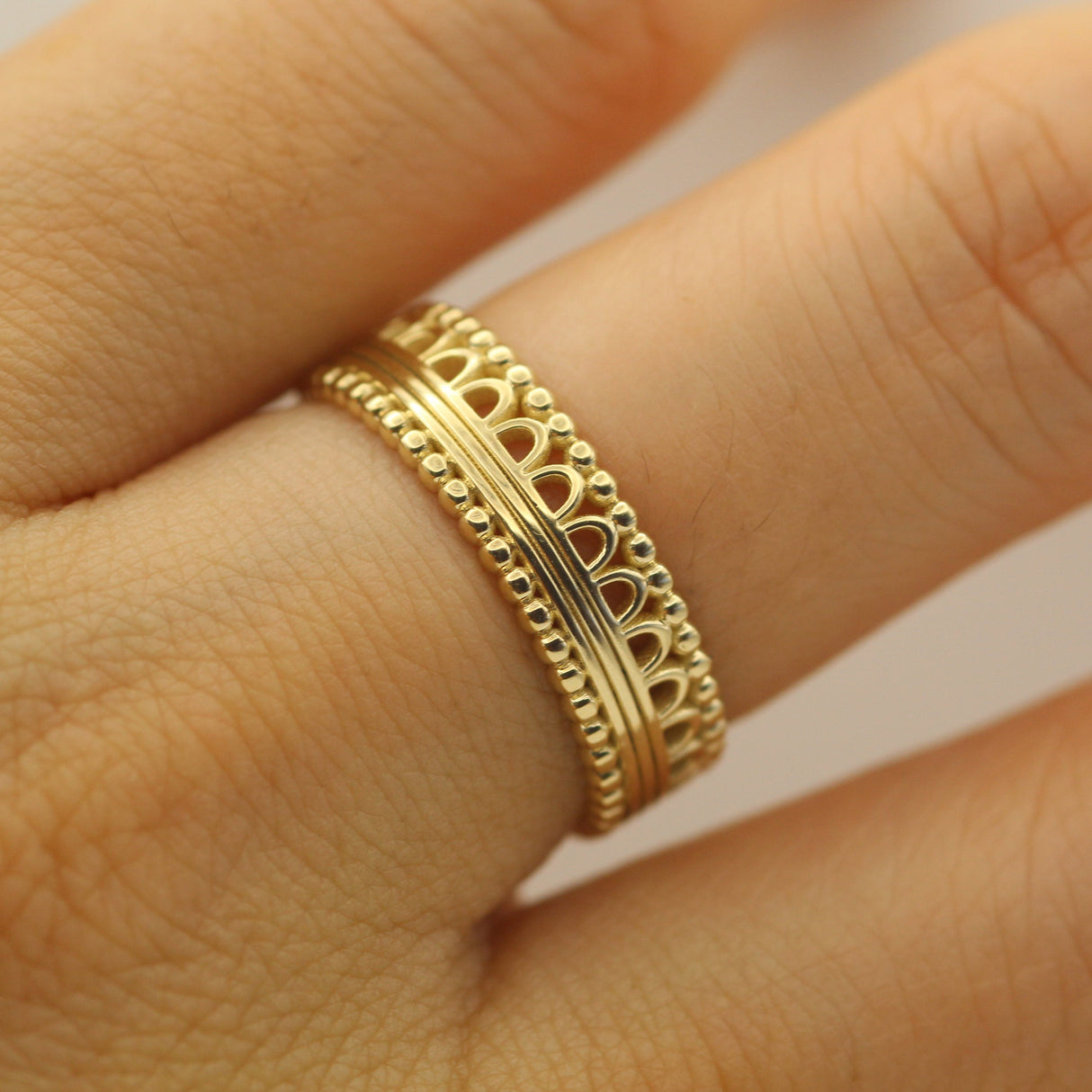 14k Antique Lace Pattern Gold Ring by VicStoneNYC Fine Jewelry