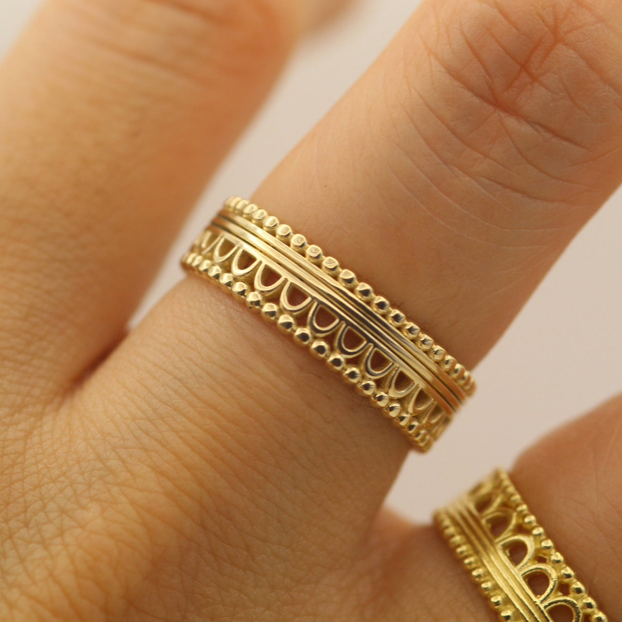 14k Antique Lace Pattern Gold Ring by VicStoneNYC Fine Jewelry