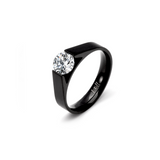 RG096B B.Tiff Tension Black .75 ct Round Solitaire Engagement Ring by B.Tiff New York