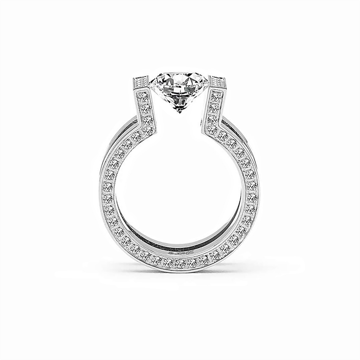 RG108W B.Tiff 2 ct Round Solitaire Interlocking Engagement Ring by B.Tiff New York