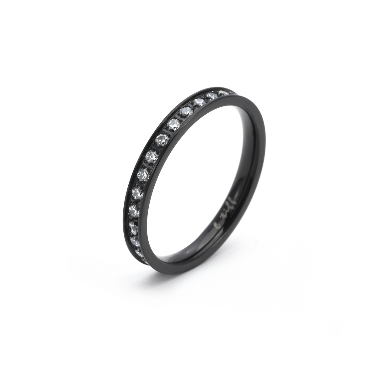 RG111B B.Tiff Black Stacking .01 ct Eternity Ring [Thin Band] by B.Tiff New York