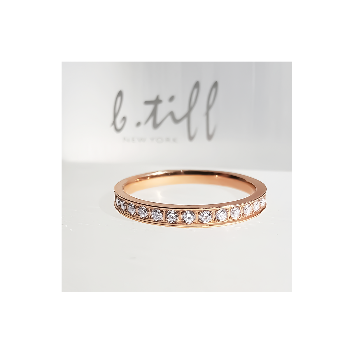 RG111RG B.Tiff Rose Gold Stacking .01 ct Eternity Ring [Thin Band] by B.Tiff New York