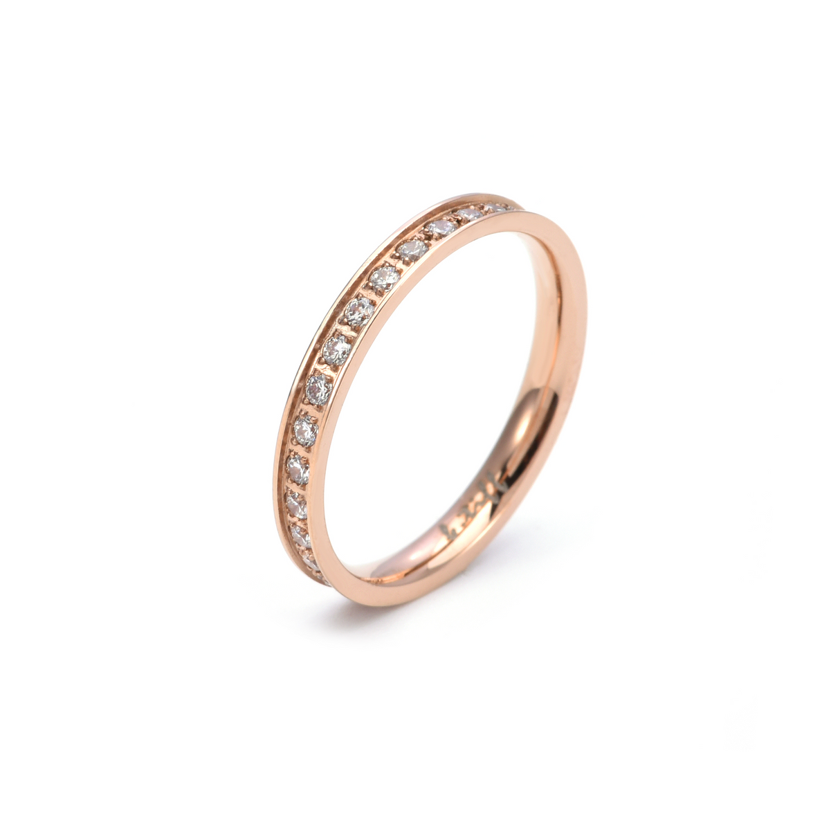 RG111RG B.Tiff Rose Gold Stacking .01 ct Eternity Ring [Thin Band] by B.Tiff New York