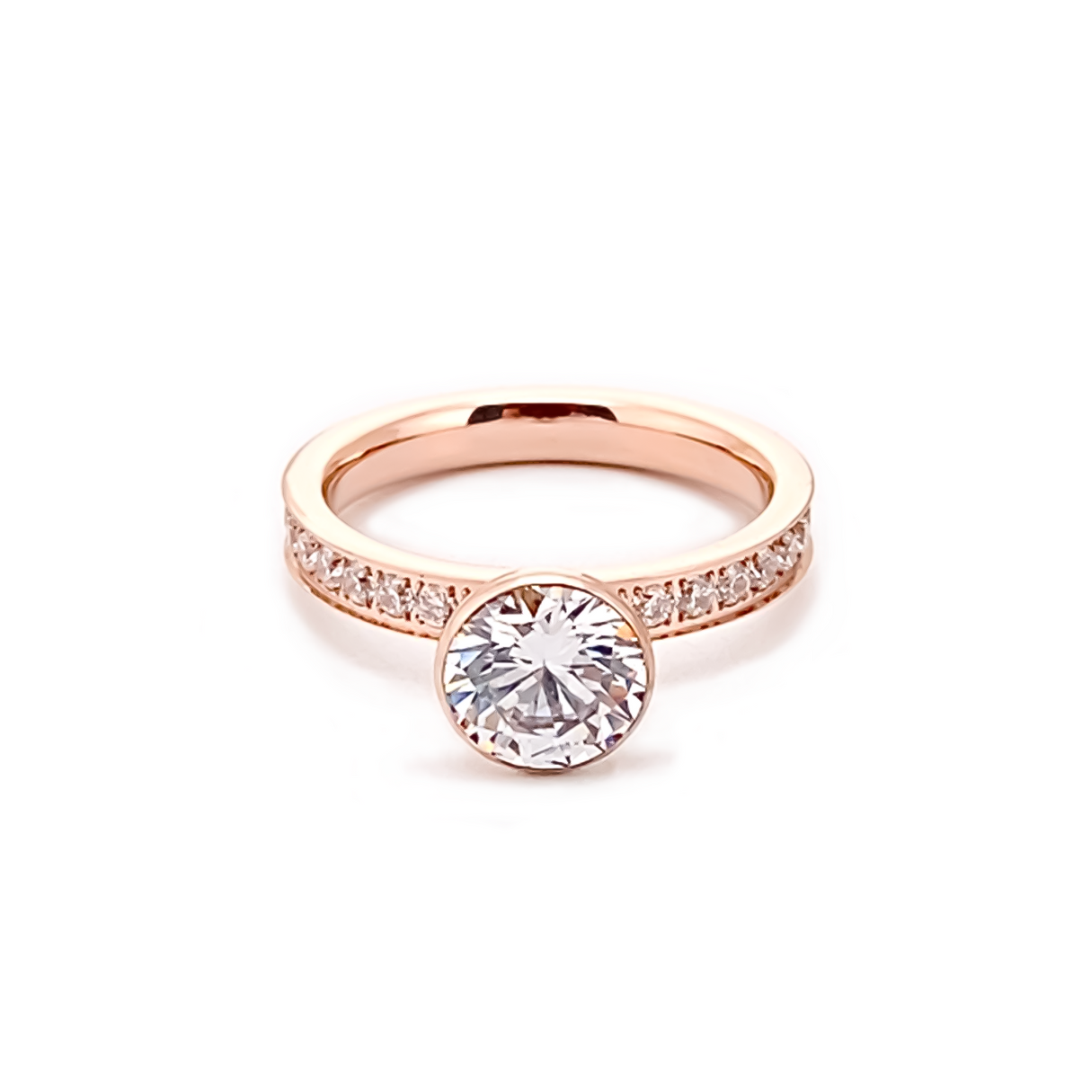 RG112RG B.Tiff Rose Gold 2 ct Solitaire Pave Engagement Ring [Thin Band] by B.Tiff New York