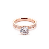 RG112RG B.Tiff Rose Gold 2 ct Solitaire Pave Engagement Ring [Thin Band] by B.Tiff New York