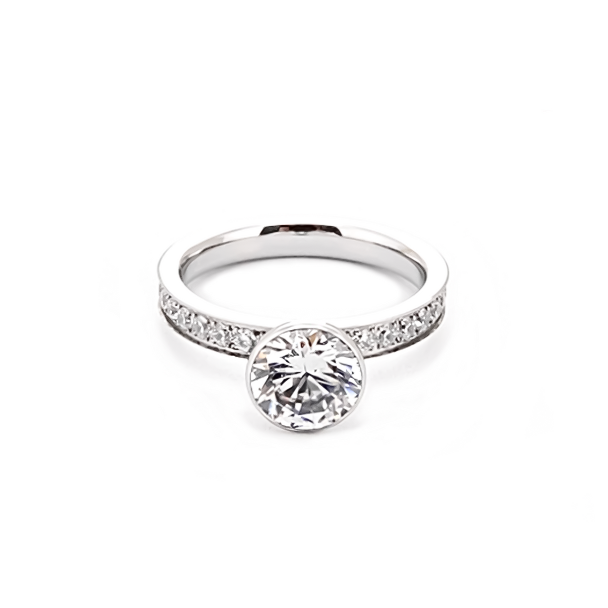 RG112W B.Tiff 2 ct Solitaire Pave Engagement Ring [Thin Band] by B.Tiff New York