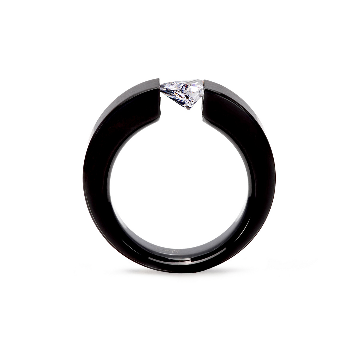 RG113B B.Tiff Black 1 ct Trillion Cut Solitaire Ring [Wide Band] by B.Tiff New York