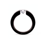 RG114B B.Tiff 1 ct Princess Cut Black Solitaire Ring [Wide Band] by B.Tiff New York