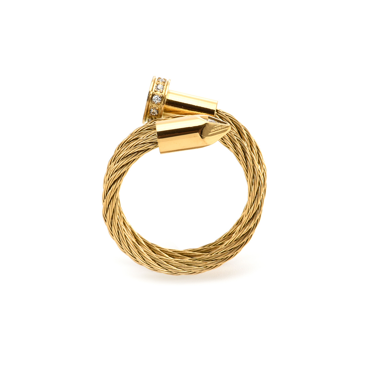 RG115G B.Tiff Gold Pavé Pointe Cable Adjustable Ring by B.Tiff New York