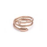 RG115RG B.Tiff Rose Gold Pavé Pointe Cable Adjustable Ring by B.Tiff New York