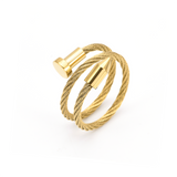 RG116G B.Tiff Gold Pointe Cable Adjustable Ring by B.Tiff New York