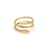 RG116G B.Tiff Gold Pointe Cable Adjustable Ring by B.Tiff New York