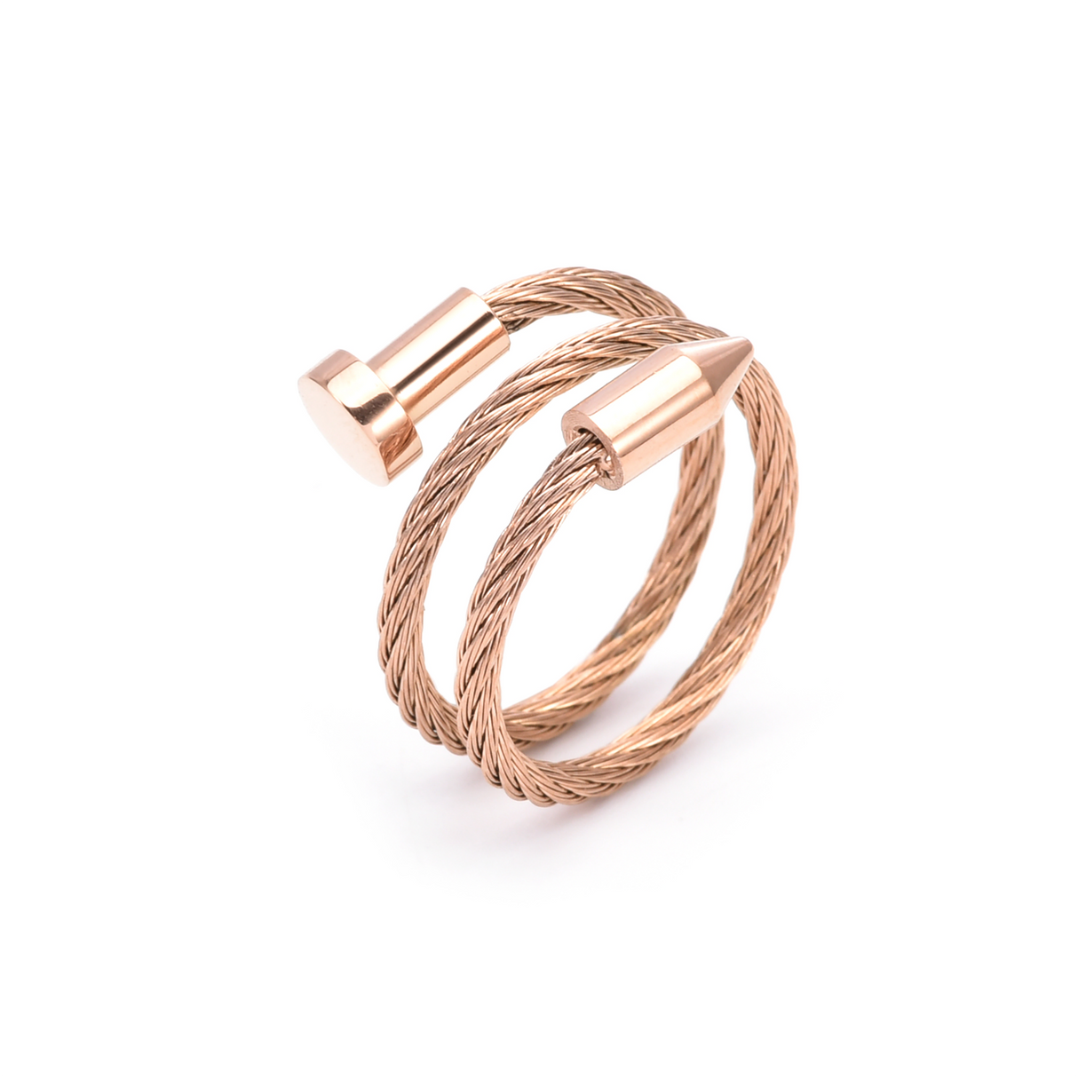 RG116RG B.Tiff Rose Gold Pointe Cable Adjustable Ring by B.Tiff New York