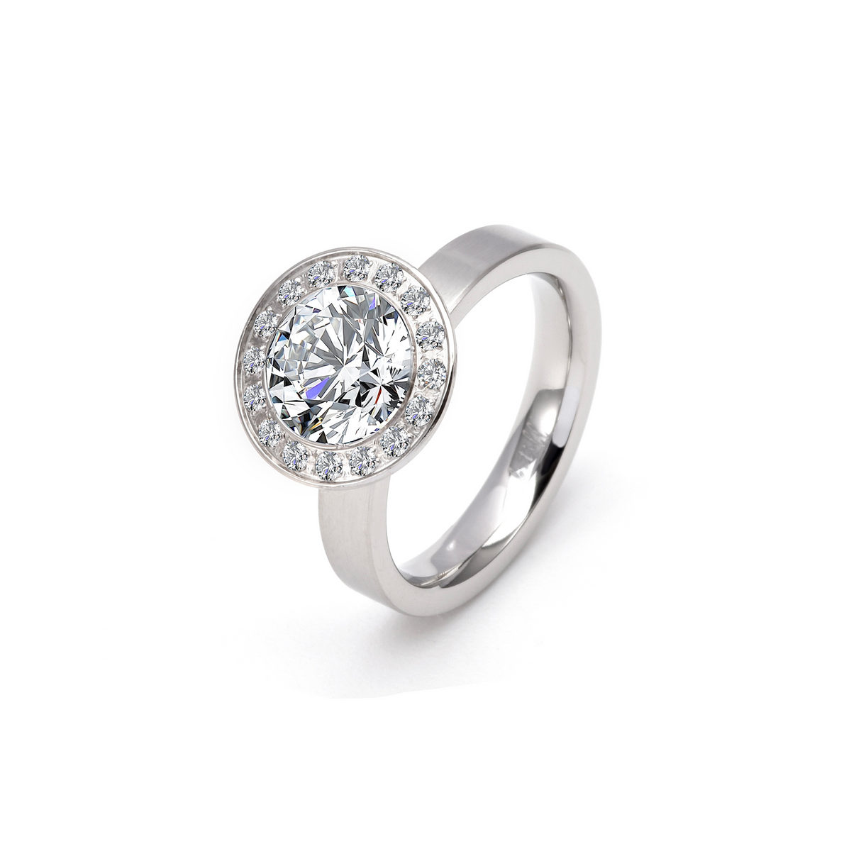 RG125W B.Tiff Aŭreolo 2 ct Round Halo Engagement Ring [Thin Band] by B.Tiff New York