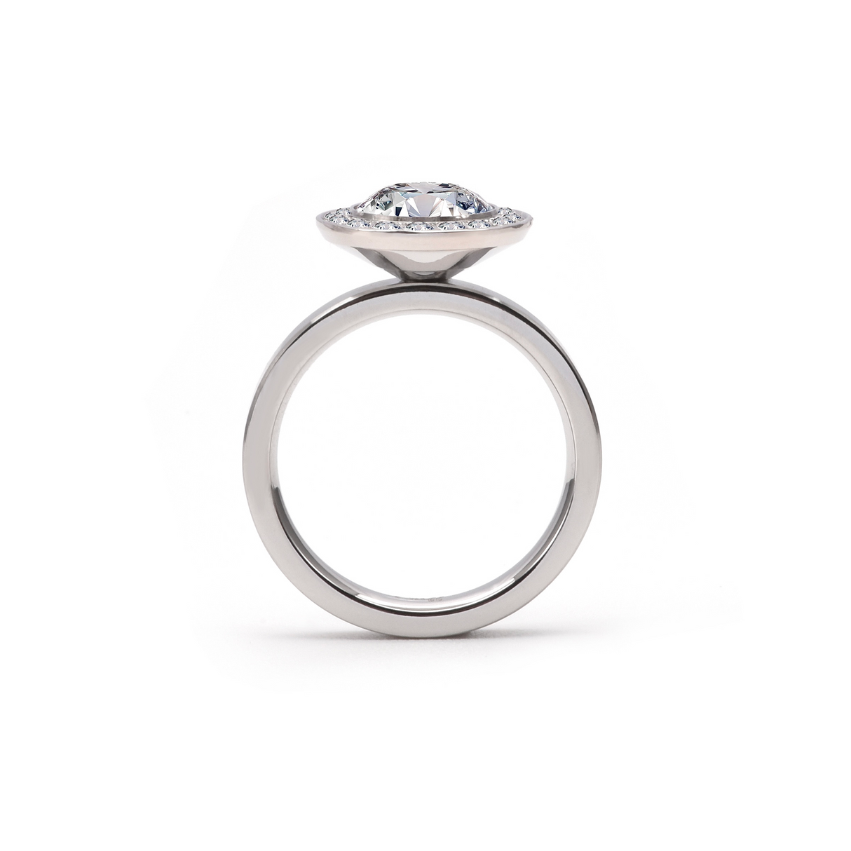 RG125W B.Tiff Aŭreolo 2 ct Round Halo Engagement Ring [Thin Band] by B.Tiff New York