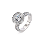 B.Tiff Aŭreolo II 1 ct Cushion Cut Halo Engagement Ring & Three-Row Eternity Band Set by B.Tiff New York