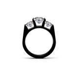 RG203B B.Tiff Black 3-Stone Cushion Cut Engagement Ring by B.Tiff New York