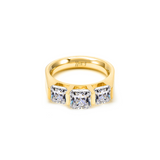 RG203G B.Tiff 18K Gold Plated 3-Stone Cushion Cut Engagement Ring by B.Tiff New York