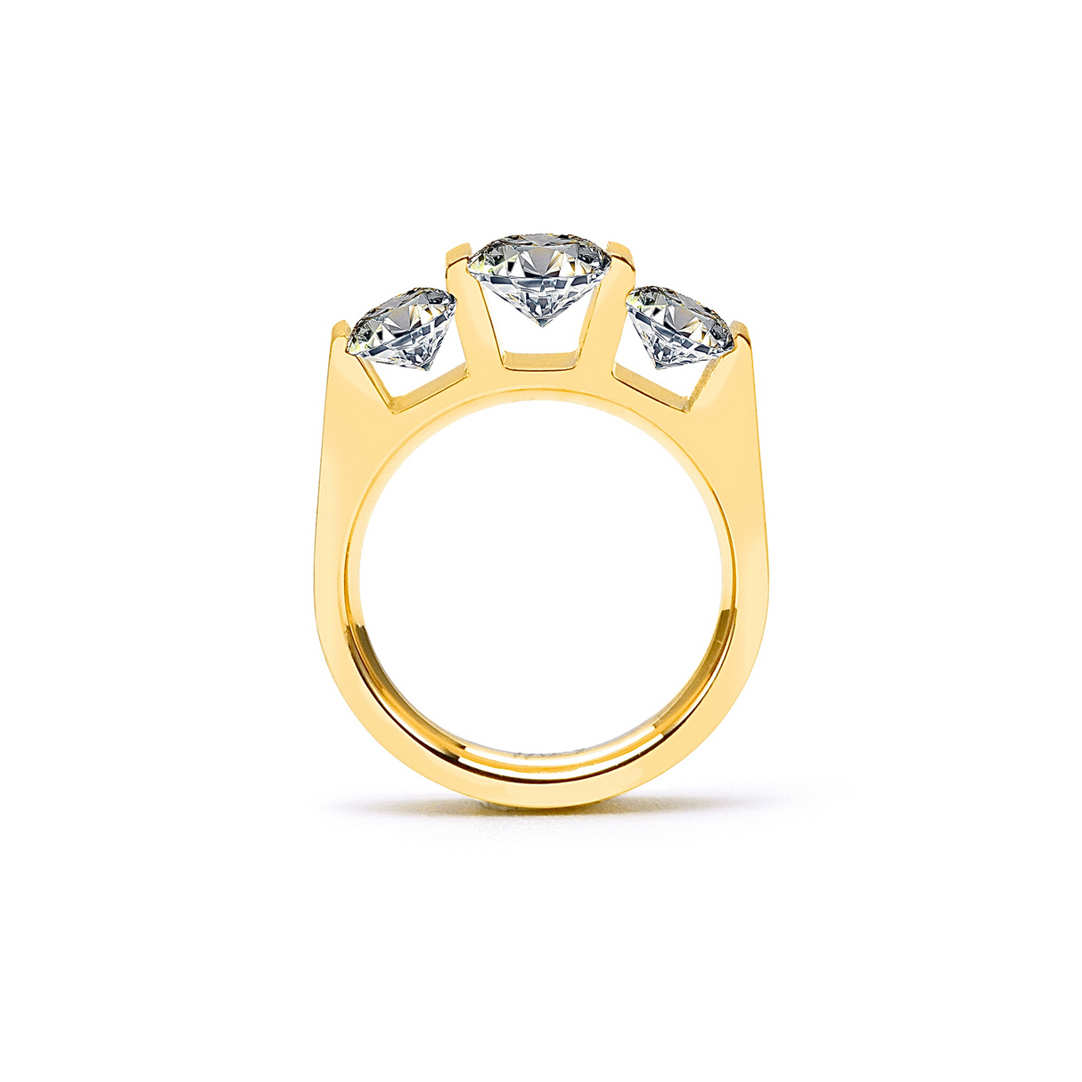 RG203G B.Tiff 18K Gold Plated 3-Stone Cushion Cut Engagement Ring by B.Tiff New York