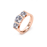 RG203RG B.Tiff Rose Gold 3-Stone Cushion Cut Engagement Ring by B.Tiff New York