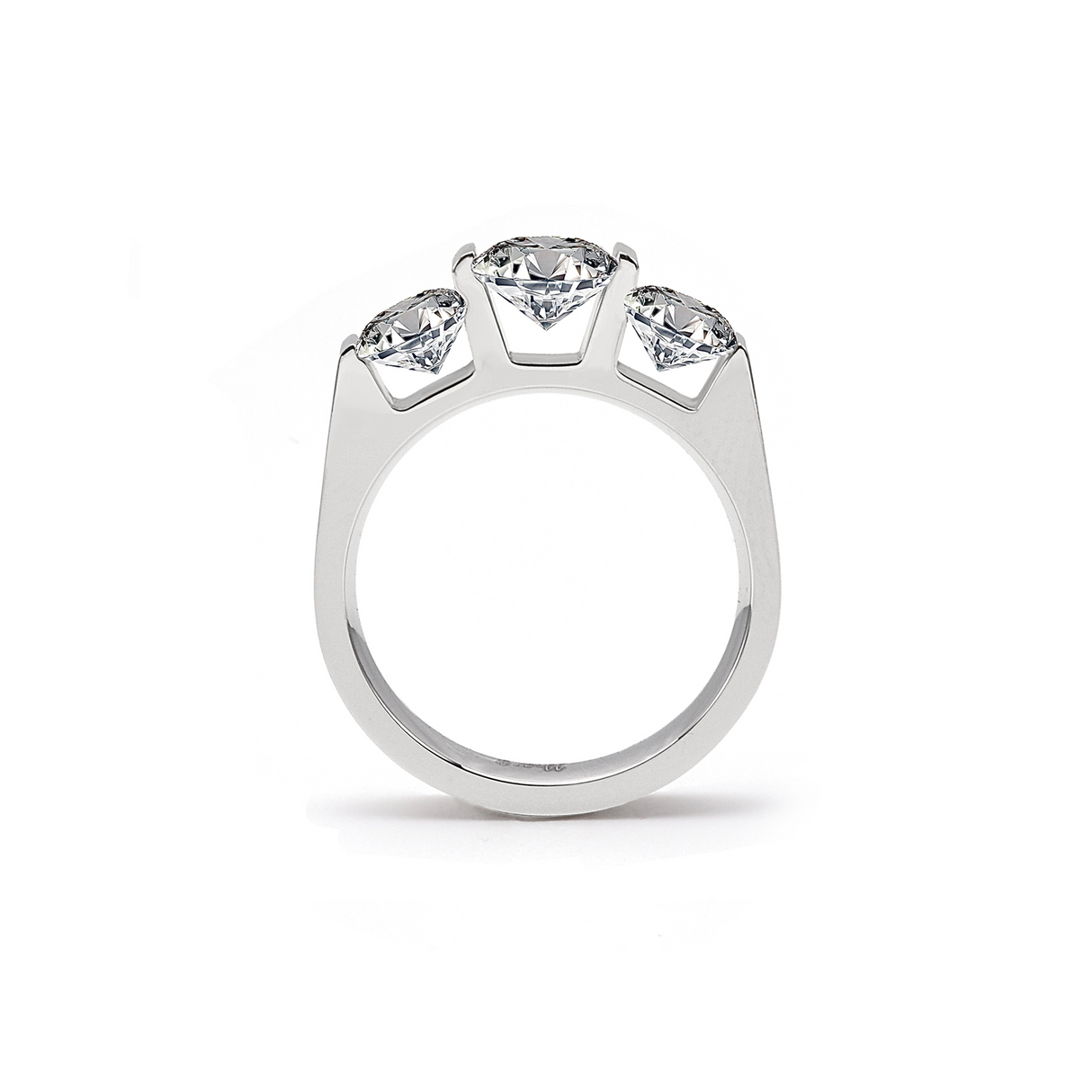 RG203W B.Tiff 3-Stone Cushion Cut Engagement Ring by B.Tiff New York