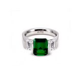 RG208GR B.Tiff 3-Stone 3 ct Green Emerald Cut Engagement Ring by B.Tiff New York