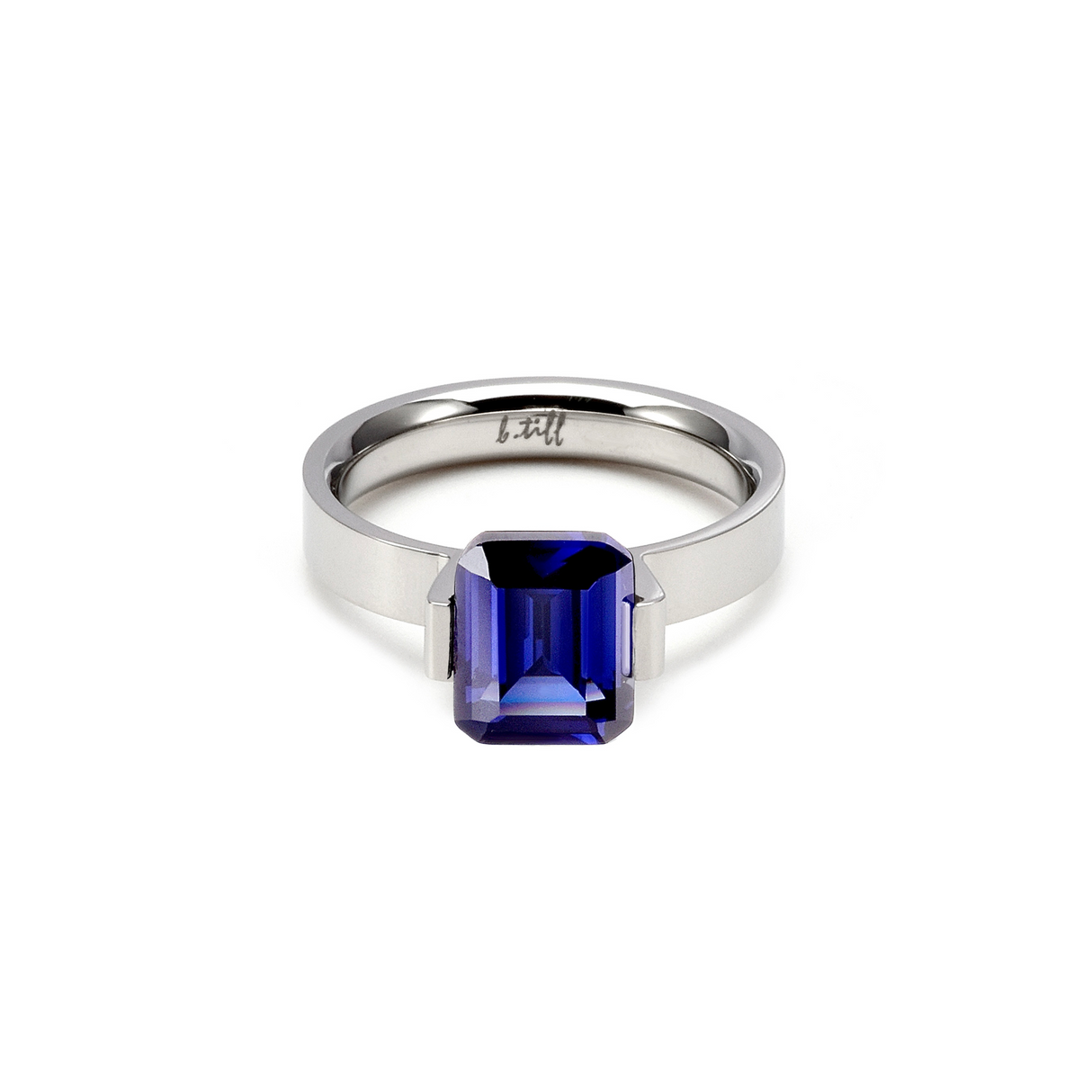 RG210BL B.Tiff 3 ct Blue Emerald Cut Engagement Ring by B.Tiff New York