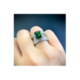 RG210GR B.Tiff 3 ct Green Emerald Cut Engagement Ring by B.Tiff New York