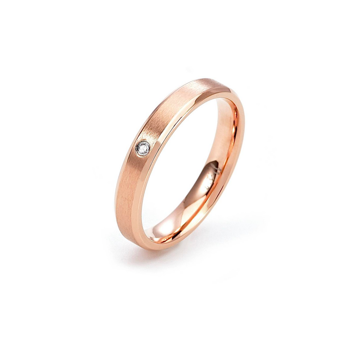 RG403RG B.Tiff Rose Gold Pavé Beveled Edge Ring by B.Tiff New York